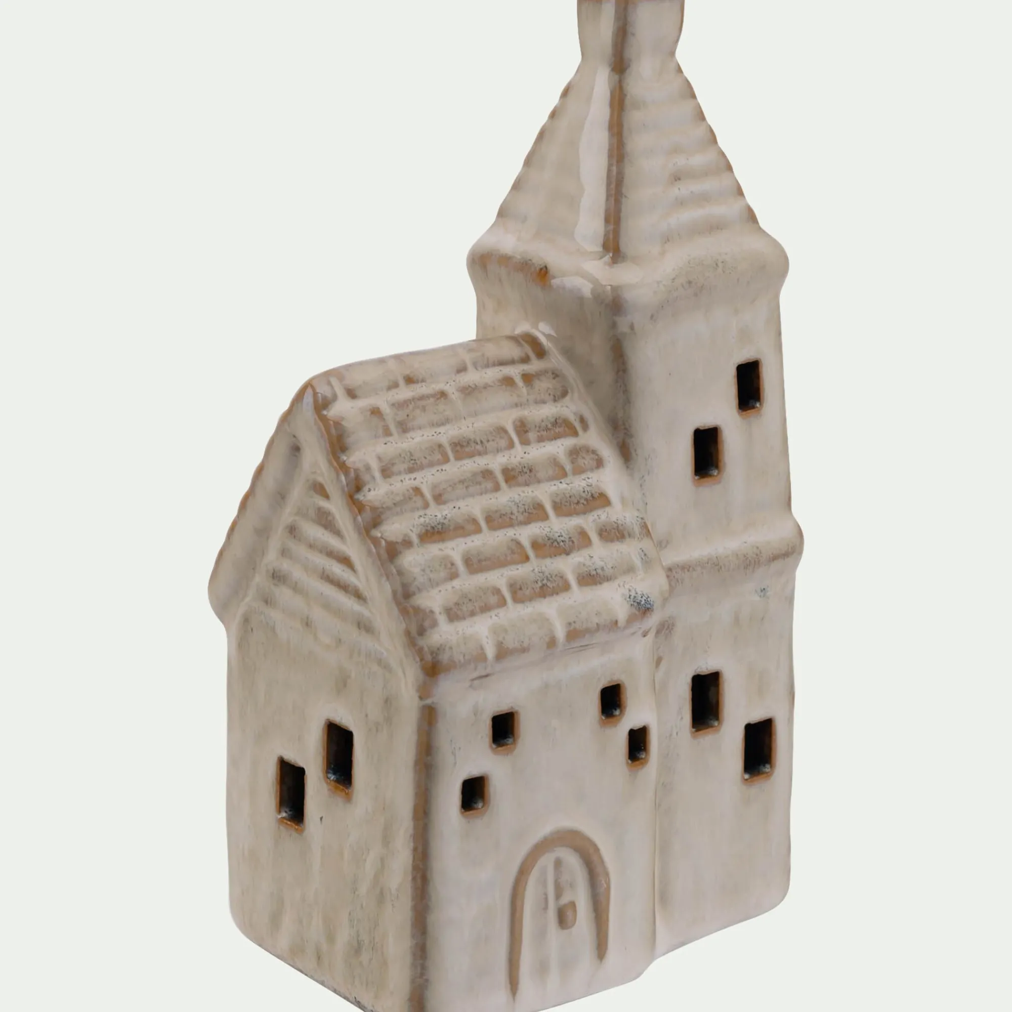 alinea Décoration De La Table De Noël|Objet Décoratif De Noël*Eglise décorative à poser lumineuse en porcelaine - Beige