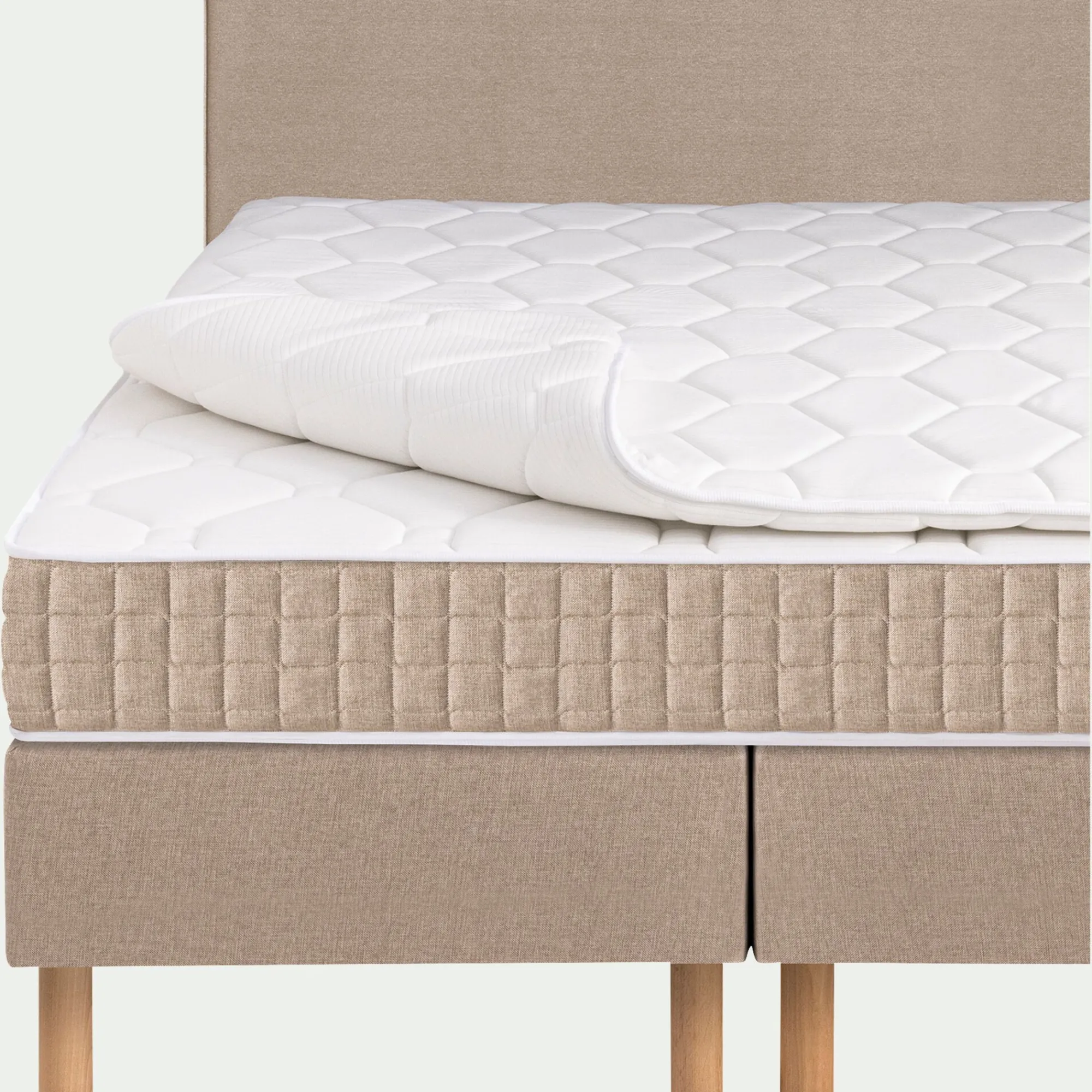 alinea Ensemble Matelas & Sommier|Lit Adulte*Ensemble matelas ressorts + sommier H24cm 2x80x200cm - roucas Beige