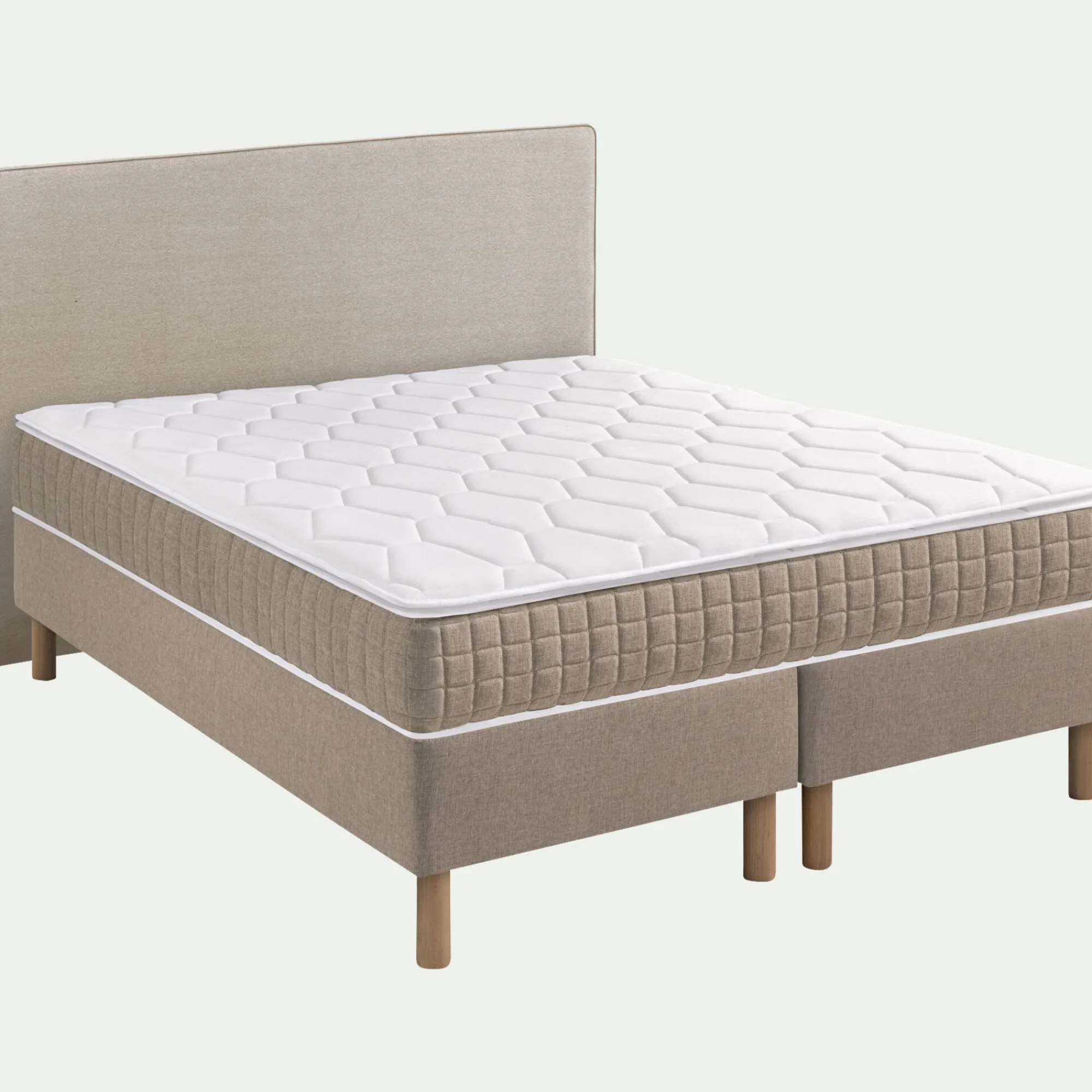 alinea Ensemble Matelas & Sommier|Lit Adulte*Ensemble matelas ressorts + sommier H24cm 2x80x200cm - roucas Beige