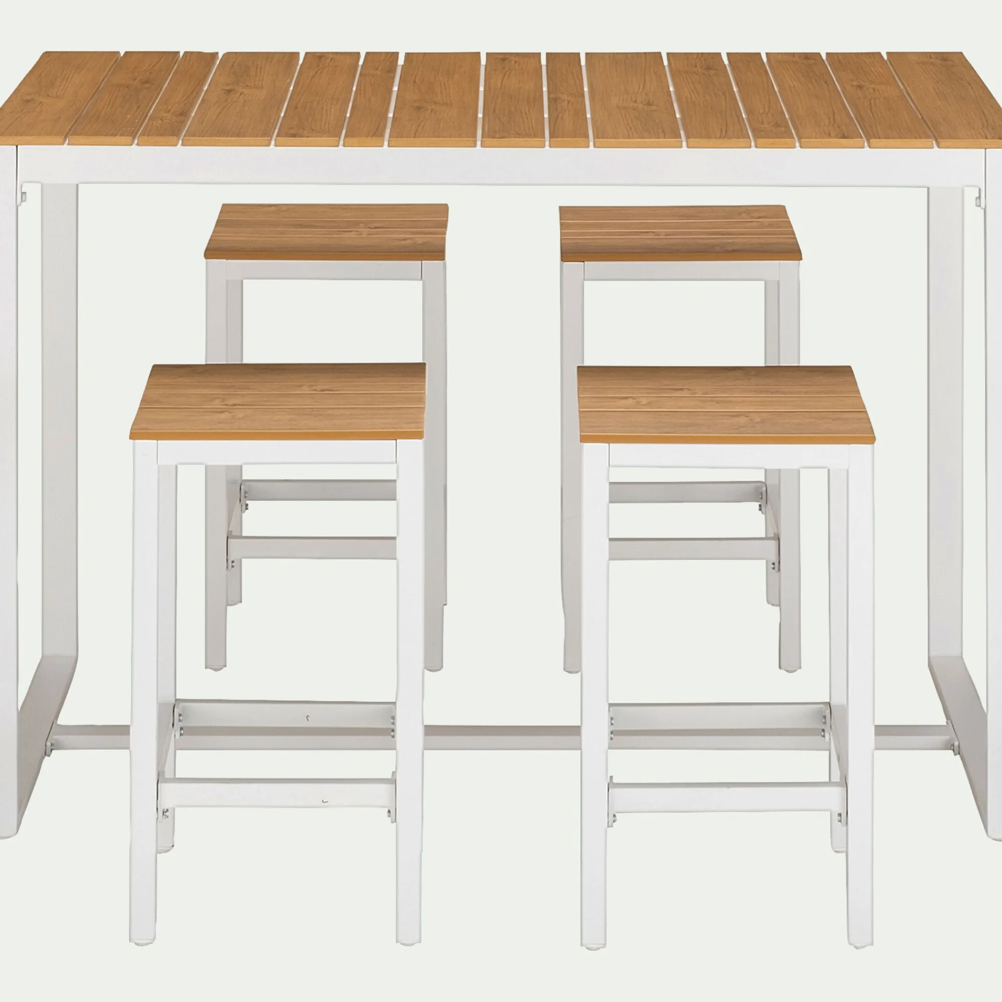alinea Table Haute De Jardin|Table De Jardin*Ensemble table haute de jardin et 4 tabourets - bois clair