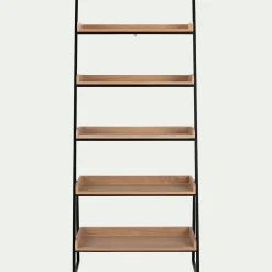 alinea Bibliothèque Et Étagère*Etagère 5 tablettes plaquée frêne et métal noir - L80cm Bois clair