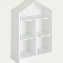 alinea Bibliothèque Enfant|Bibliothèque Enfant*Etagère maison 5 cases en bois - Blanc