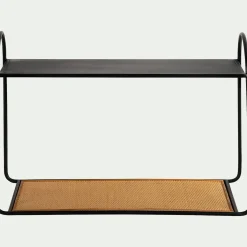 alinea Étagère Murale*Etagère murale en rotin et métal - noir L63,5xl28xH43cm