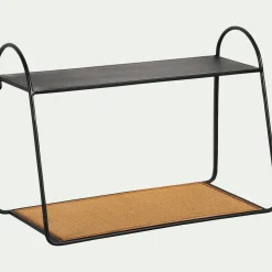 alinea Étagère Murale*Etagère murale en rotin et métal - noir L63,5xl28xH43cm