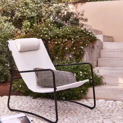 alinea Pouf Exterieur|Fauteuil De Jardin*Fauteuil de jardin en acier et coton - Blanc