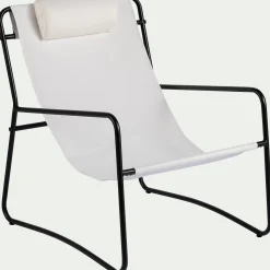 alinea Pouf Exterieur|Fauteuil De Jardin*Fauteuil de jardin en acier et coton - Blanc