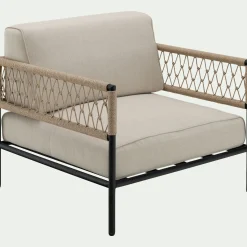 alinea Pouf Exterieur|Fauteuil De Jardin*Fauteuil de jardin en acier et corde - Beige