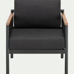 alinea Pouf Exterieur|Fauteuil De Jardin*Fauteuil de jardin en aluminium et corde - Noir