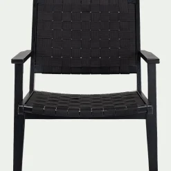alinea Pouf Exterieur|Fauteuil De Jardin*Fauteuil de jardin en bois d'eucalyptus et polyester - Noir
