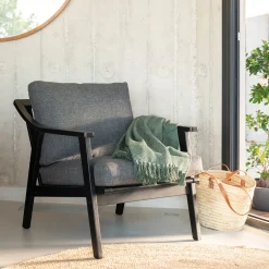 alinea Pouf Exterieur|Fauteuil De Jardin*Fauteuil de jardin en bois d'eucalyptus - Noir