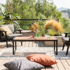 alinea Pouf Exterieur|Fauteuil De Jardin*Fauteuil de jardin en bois d'eucalyptus - Noir
