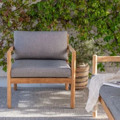 alinea Pouf Exterieur|Fauteuil De Jardin*Fauteuil de jardin en teck recyclé - gris