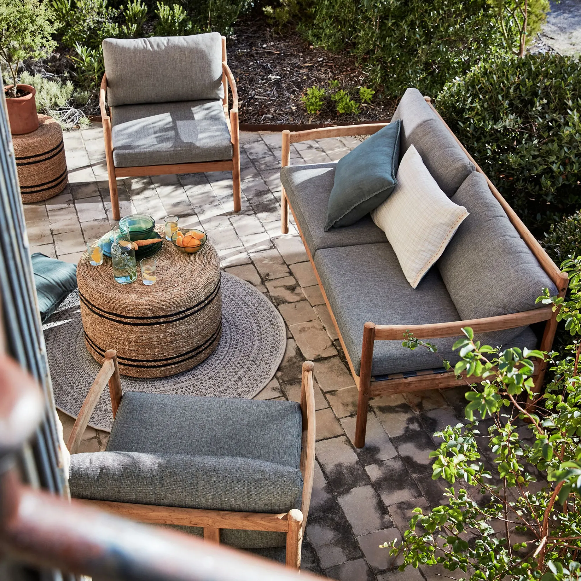 alinea Pouf Exterieur|Fauteuil De Jardin*Fauteuil de jardin en teck recyclé - gris