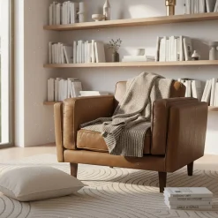 alinea Fauteuil*Fauteuil en cuir de vachette - Marron