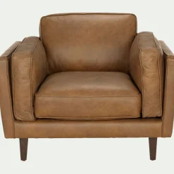 alinea Fauteuil*Fauteuil en cuir de vachette - Marron