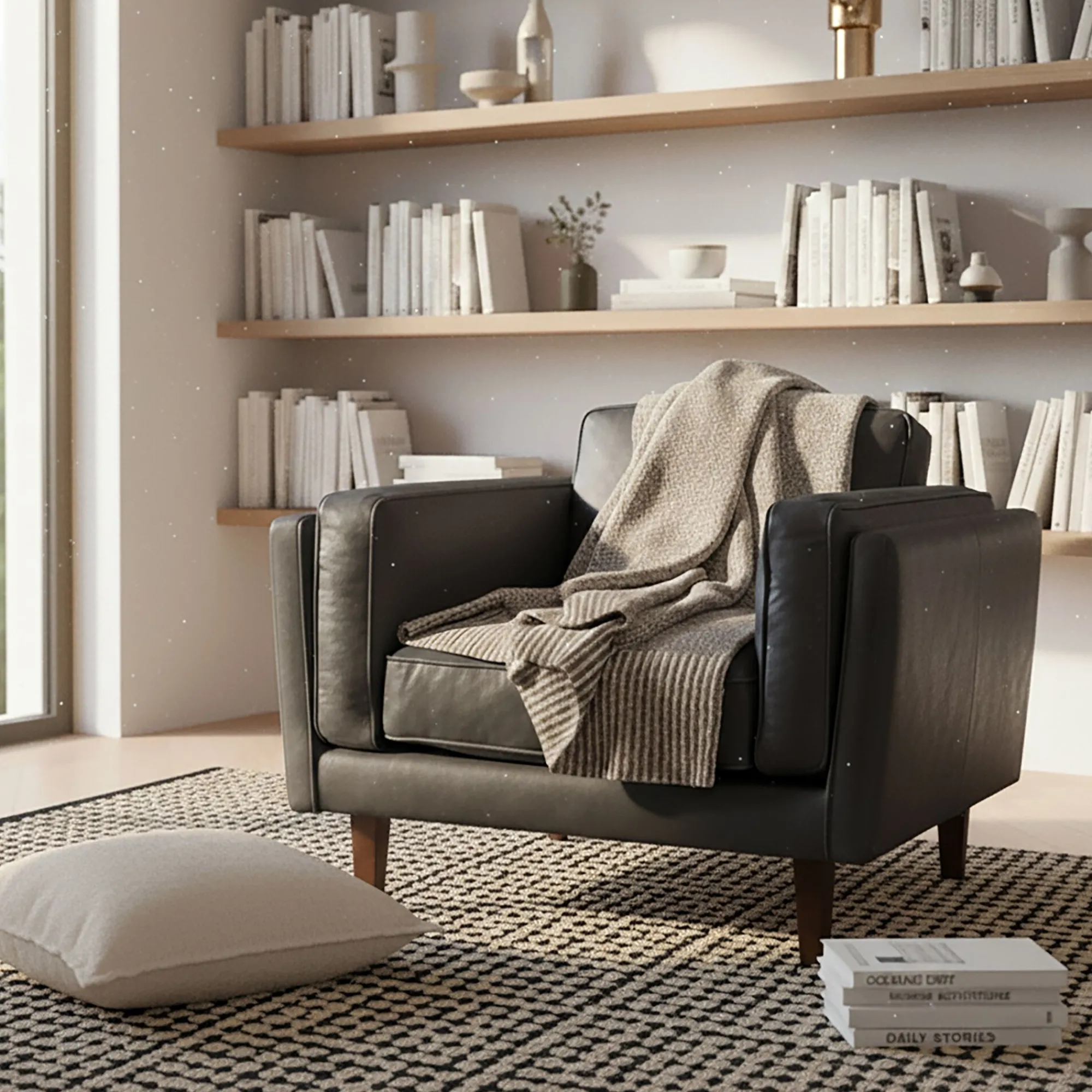 alinea Fauteuil*Fauteuil en cuir de vachette Noir