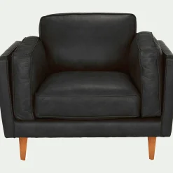 alinea Fauteuil*Fauteuil en cuir de vachette Noir