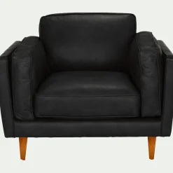 alinea Fauteuil*Fauteuil en cuir de vachette Noir