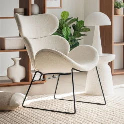 alinea Fauteuil*Fauteuil en tissu bouclettes - Beige