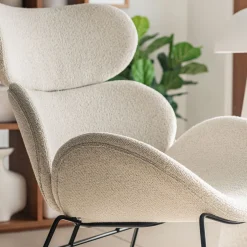 alinea Fauteuil*Fauteuil en tissu bouclettes - Beige