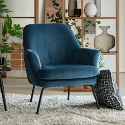 alinea Fauteuil*Fauteuil en velours - myrte Bleu