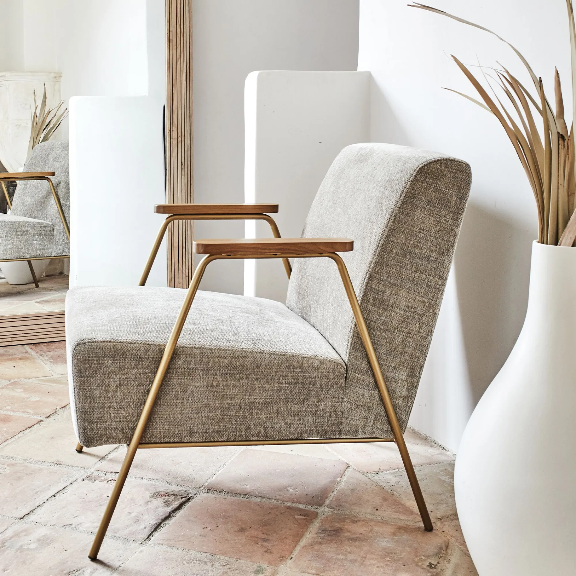 alinea Fauteuil*Fauteuil en velours - brun châtaigner Marron