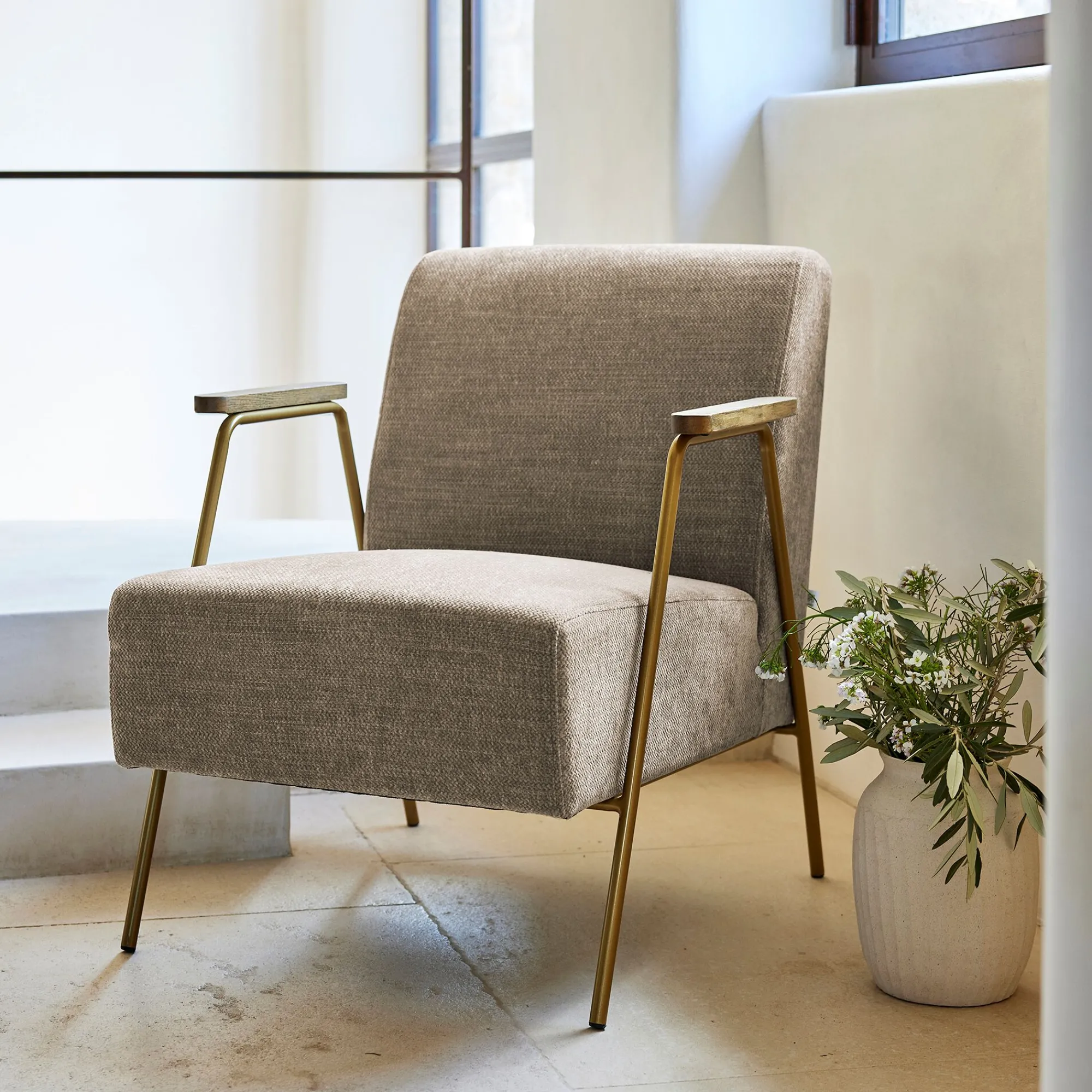 alinea Fauteuil*Fauteuil en velours - brun châtaigner Marron