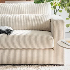 alinea Fauteuil|Petit Canapé*Fauteuil en velours côtelé Azores - Beige