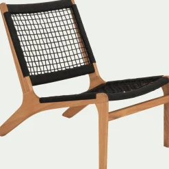 alinea Pouf Exterieur|Transat Et Chaise Longue*Fauteuil et repose pied en eucalyptus - Noir