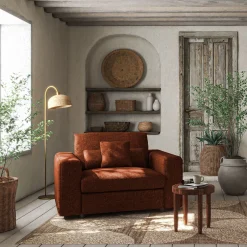 alinea Fauteuil*Fauteuil fixe en tissu chenille - brun rustrel Marron