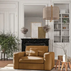 alinea Fauteuil*Fauteuil fixe en tissu chenille - Jaune argan