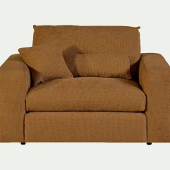 alinea Fauteuil*Fauteuil fixe en tissu chenille - Jaune argan
