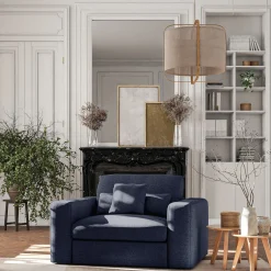 alinea Fauteuil*Fauteuil fixe en tissu chenille - marine Bleu