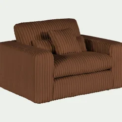 alinea Fauteuil|Petit Canapé*Fauteuil fixe en tissu côtelé - brun rustrel Marron