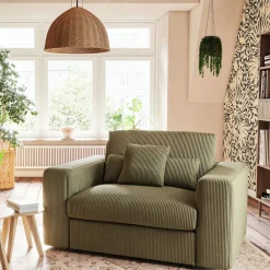 alinea Fauteuil*Fauteuil fixe en velours côtelé - cèdre Vert