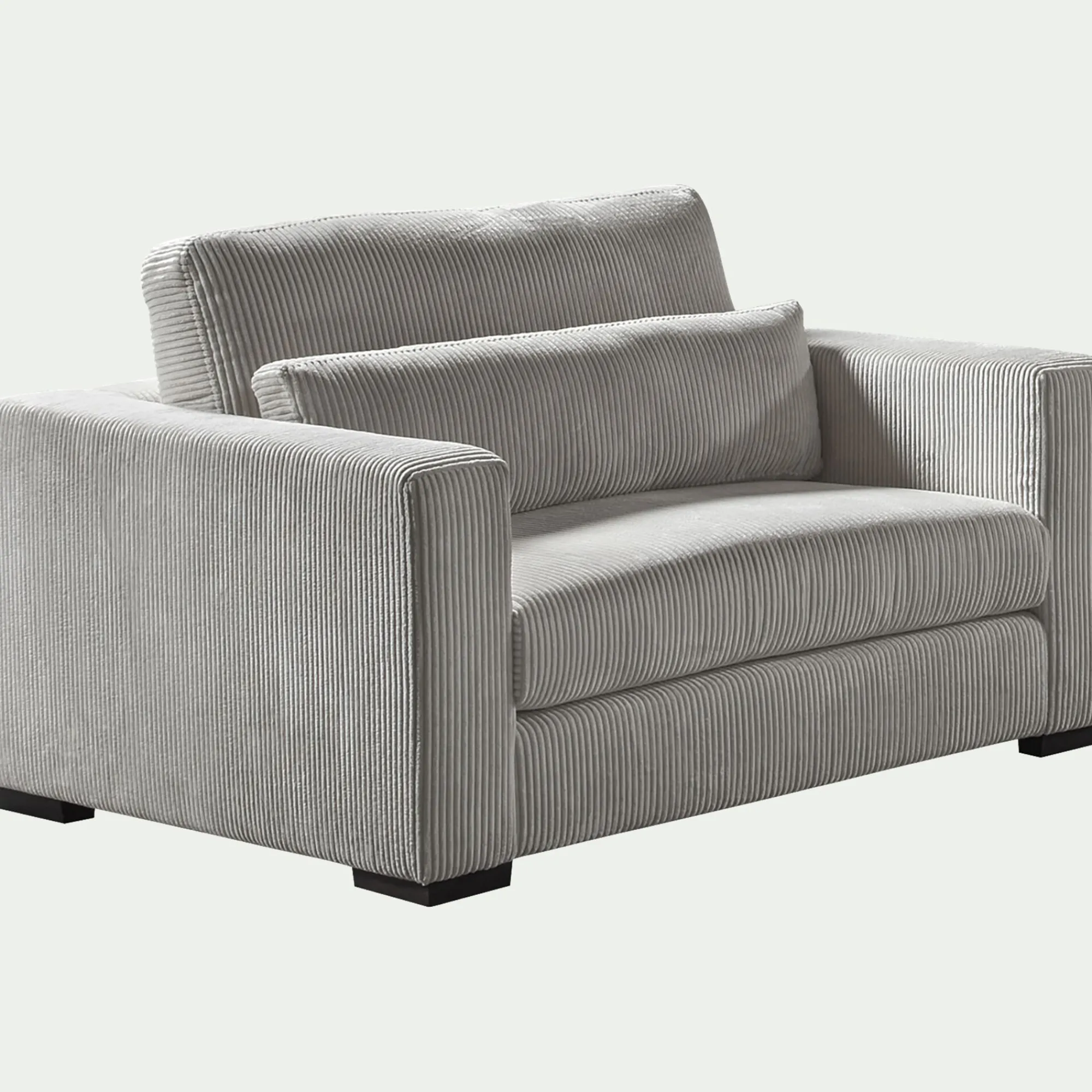alinea Fauteuil|Petit Canapé*Fauteuil fixe en velours côtelé Azores - borie Gris
