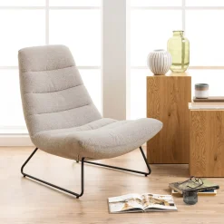 alinea Fauteuil*Fauteuil incurvé en tissu et métal - Beige