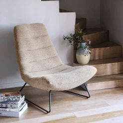 alinea Fauteuil*Fauteuil incurvé en tissu et métal - Beige