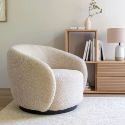 alinea Fauteuil*Fauteuil pivotant en tissu bouclette - Beige