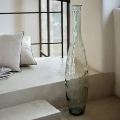 alinea Vase*Grand vase bouteille en verre recyclé - H100cm Bleu