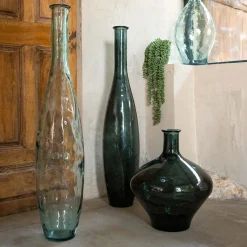 alinea Vase*Grand vase bouteille en verre recyclé - H100cm Bleu