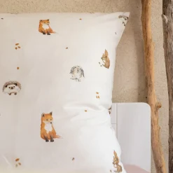alinea Bureau Enfant|Linge De Lit Enfant*Housse de couette enfant 140x200cm et 1 taie d'oreiller 63x63cm motif animaux en coton - Blanc