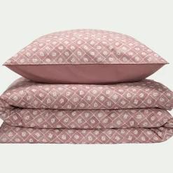 alinea Parure De Lit*Housse de couette 260x240cm et 2 taies d'oreiller 63x63cm en coton lavé - Rose