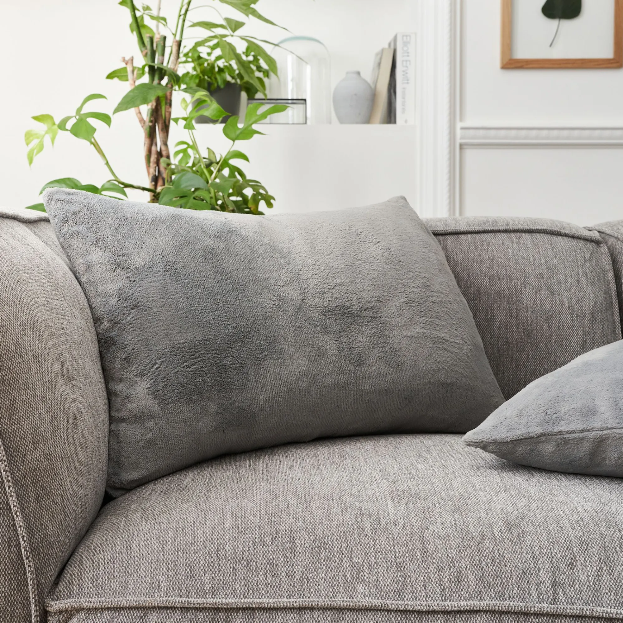 alinea Housse De Coussin*Housse de coussin effet polaire 40x60cm - restanque Gris
