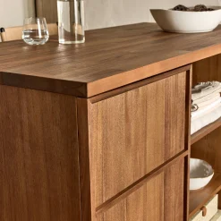 alinea Îlot Central*Ilot central de cuisine avec rangement en acacia L140cm - Bois foncé