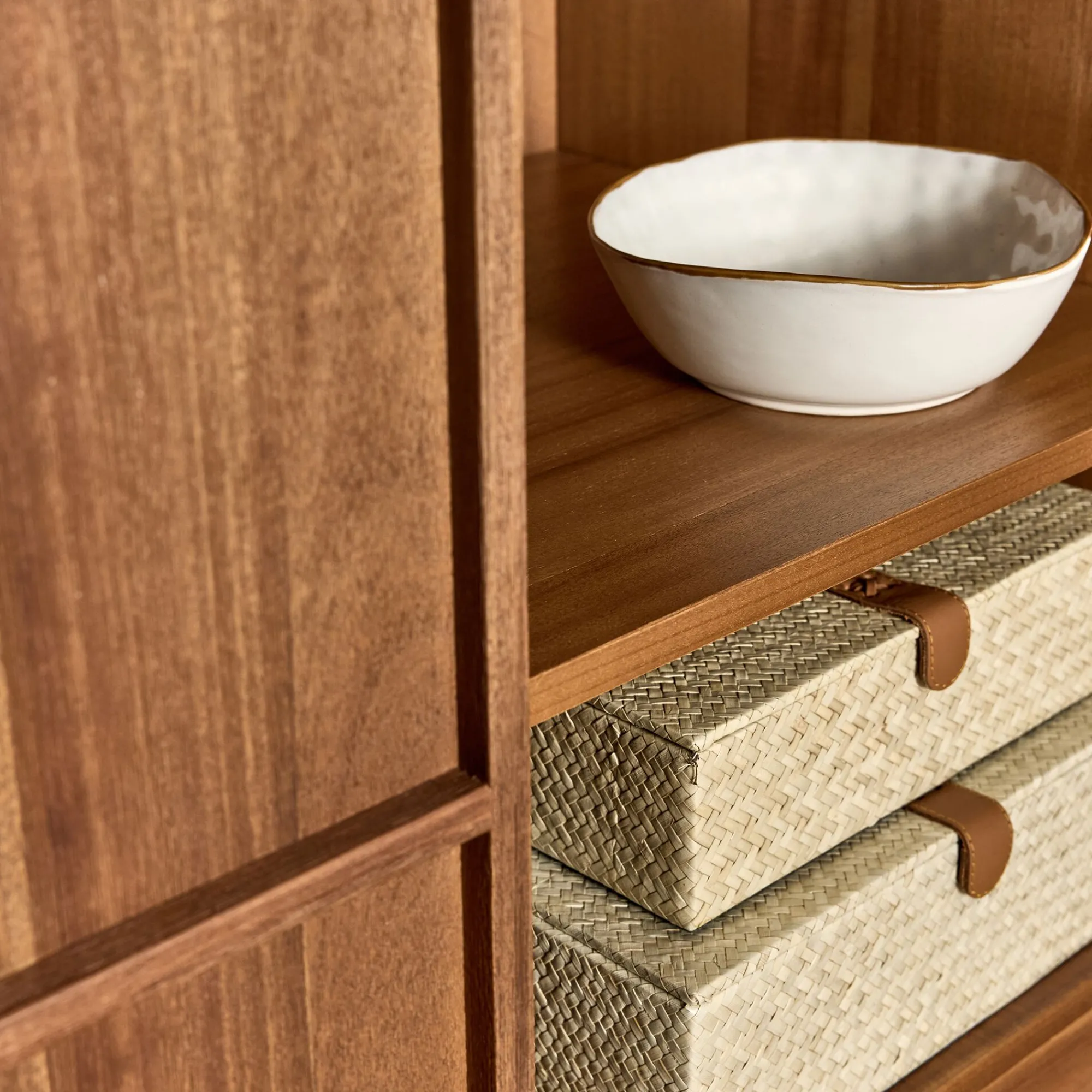 alinea Îlot Central*Ilot central de cuisine avec rangement en acacia L140cm - Bois foncé