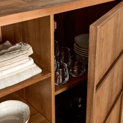alinea Îlot Central*Ilot central de cuisine avec rangement en acacia L140cm - Bois foncé