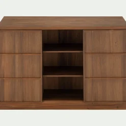 alinea Îlot Central*Ilot central de cuisine avec rangement en acacia L140cm - Bois foncé