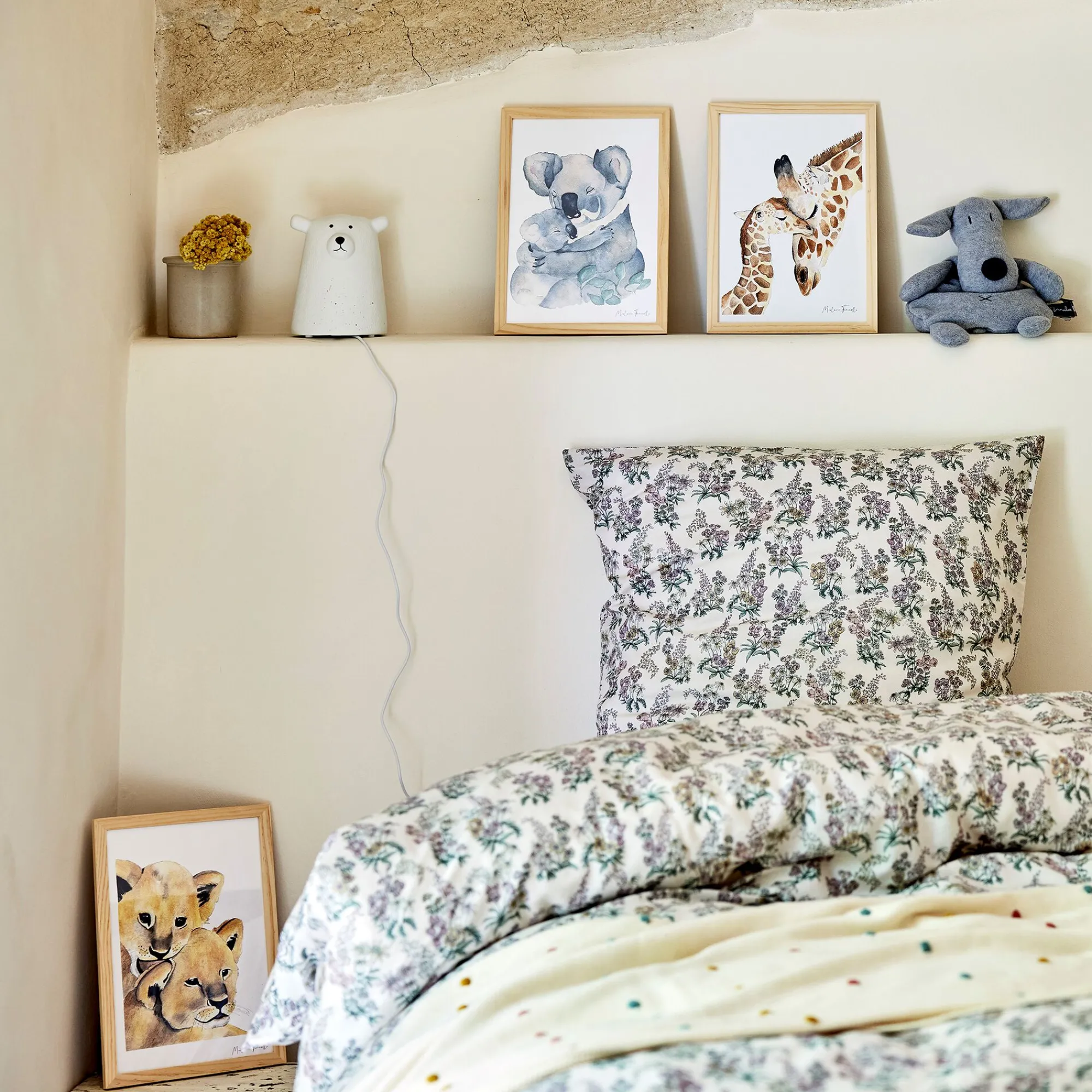 alinea Matelas Enfant|Déco Murale*Image aquarelle encadrée famille de girafes - A4 Naturel
