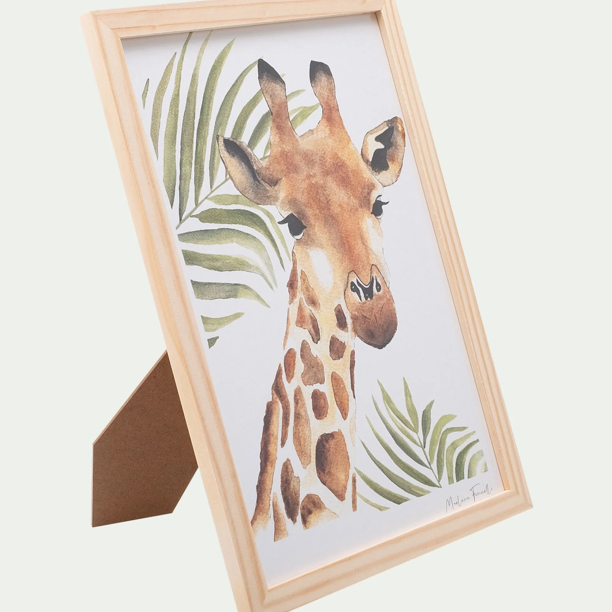 alinea Matelas Enfant|Déco Murale*Image aquarelle encadrée girafe - A4 Naturel